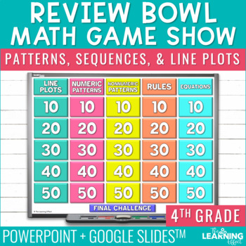 Preview of Patterns Sequences Line Plots Game Show | 4th Grade Math Test Prep Activity