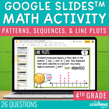 Preview of Patterns Sequences Line Plots Google Slides | 4th Grade Math Test Prep Activity