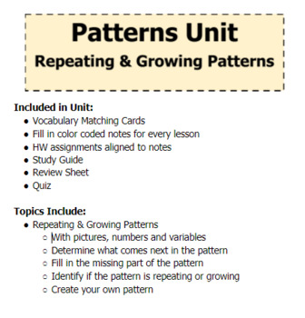 Preview of Patterns Special Education Math Unit