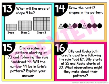 4 class worksheets in maths for by Centers Math Patterns 4.OA.5 Task 4th Grade Cards: