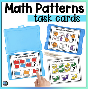 Preview of Math Geometry Sequences Patterns Task Cards for Special Education