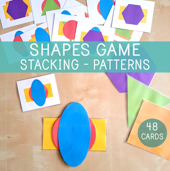 Preview of Patterns With Shapes, Stacking Shapes, Busy Bags Idea, Visual Skills Game