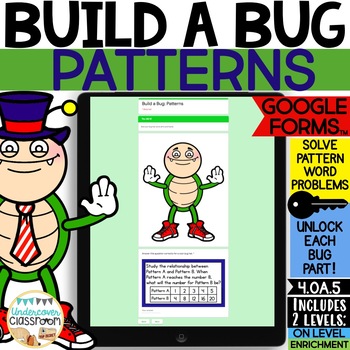 Preview of Patterns Word Problems: Build a Bug! Digital Activity for Google Forms™