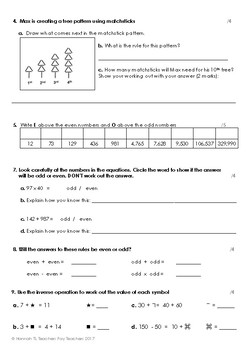 patterns and algebra assessment stage 2 grade 3 4 nsw maths curriculum