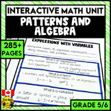 Patterns and Algebra Interactive Math Unit  | Grade 5 and Grade 6