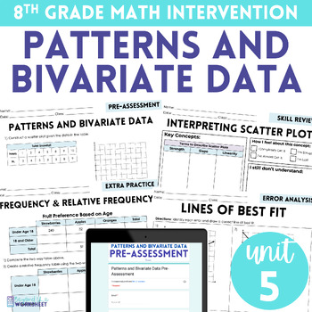 Preview of Patterns and Bivariate Data 8th Grade Math Intervention Unit