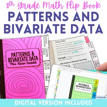 Preview of Patterns and Bivariate Data Mini Tabbed Flip Book for 8th Grade Math