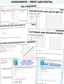 patterns and bivariate data unit by lindsay perro tpt