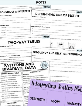 patterns and bivariate data unit by lindsay perro tpt