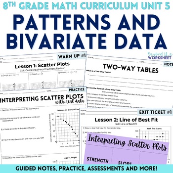 patterns and bivariate data unit by lindsay perro tpt