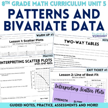 Preview of Patterns and Bivariate Data Unit 8th Grade Math Curriculum