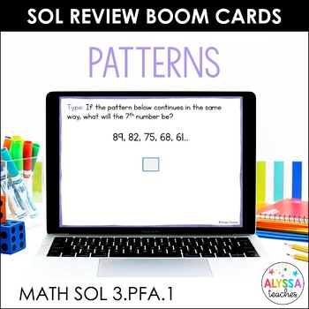Preview of Patterns and Equations Boom Cards | SOL 3.16 and 3.17 | Math SOL Review