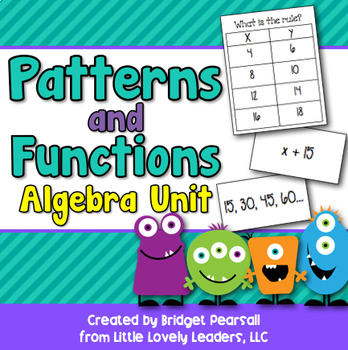 Preview of Patterns and Functions Algebra Unit Packet