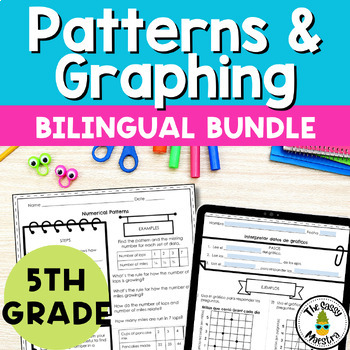 Preview of Patterns and Graphing Guided Notes for 5th Spanish and English Bilingual Bundle