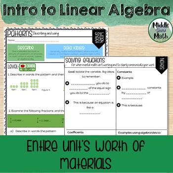 Preview of Patterns and Relations | Intro to algebra | notes, worksheets, activities