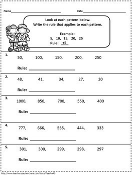 number patterns grades 2 3 by sue kelly teachers pay teachers