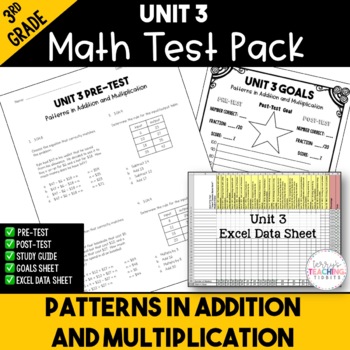 Preview of Patterns in Addition and Multiplication Printable Test Pack {3rd Grade Unit 3}