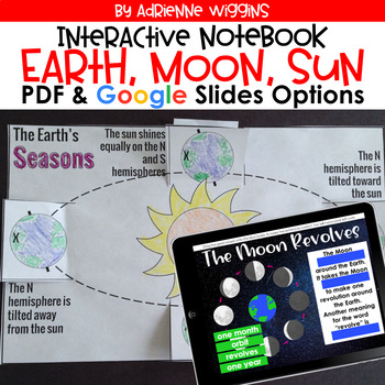 Preview of Earth, Moon, Sun Interactive Notebook (Google Classroom & PDF) Distance Learning