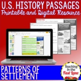 Patterns of Settlement - US History Reading Comprehension 