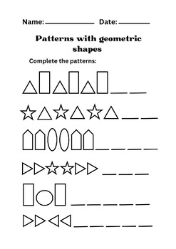 Patterns of shapes worksheets by préparation Professional teacher