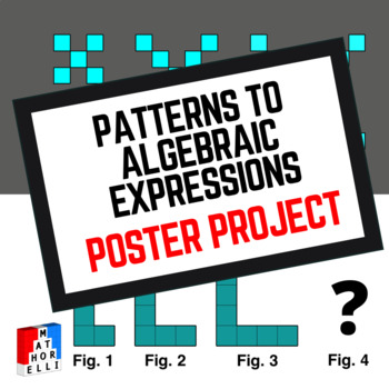 Preview of Patterns to Algebraic Expressions, Extend, Write, Model - Poster Project