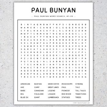 Paul Bunyan Crossword Puzzles