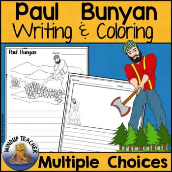 Preview of Paul Bunyan Writing Paper and Coloring Pages