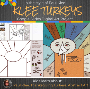 Preview of Paul Klee Turkeys Interactive - Abstract Art - Thanksgiving Digital Art Lesson