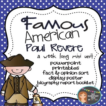 Preview of Paul Revere: Famous American Mini Unit {PowerPoint & Printables}