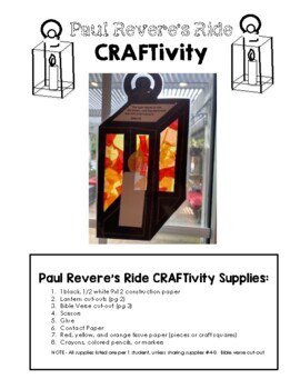 Preview of Paul Revere's Lantern (John 1:5) CRAFTivity