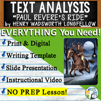 Preview of Paul Revere's Ride - Text Based Evidence, Text Analysis Essay Writing Lesson