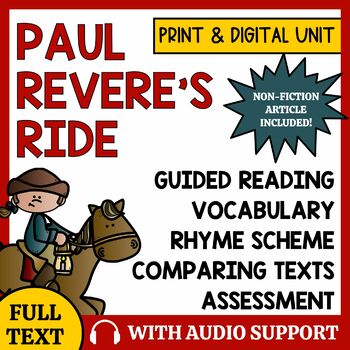 Preview of Paul Revere's Ride Unit | Poetry Activities | Longfellow | Printable and Digital