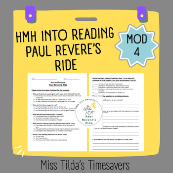 Preview of Paul Revere's Ride - Grade 6 HMH into Reading