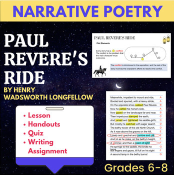 Preview of Paul Revere's Ride Narrative Poem Unit | Literary Analysis, Vocabulary, Writing