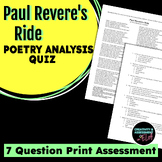 Paul Revere's Ride by Longfellow | Poetry Analysis Assessm