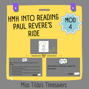 Preview of Paul Revere's Ride Quiz - Grade 6 HMH into Reading