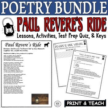 Preview of Paul Revere's Ride Activity Quiz Lesson BUNDLE Poetry Comprehension and Analysis