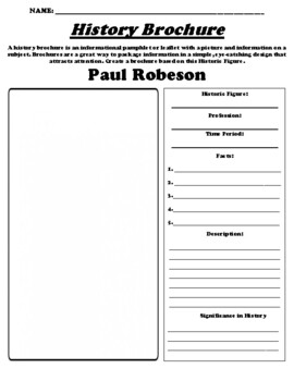 Preview of Paul Robeson "History Brochure" Worksheet & WebQuest