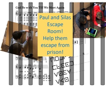 Preview of Paul and Silas Bible Escape Room Using praise songs