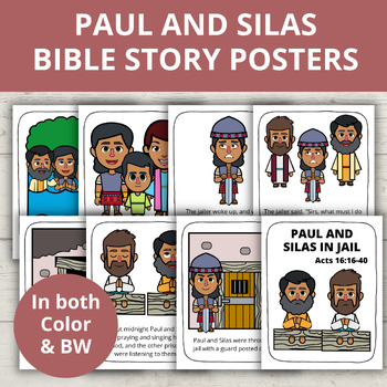 Paul and Silas in Jail, Bible Posters, Coloring Pages, Bulletin Board Ideas