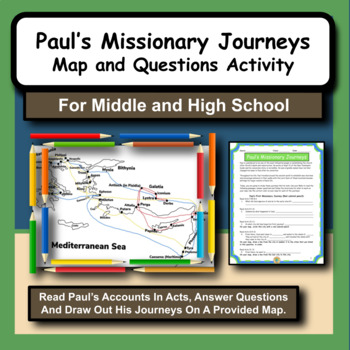 Preview of Paul's Missionary Journeys Map Activity for Bible Class and Sunday School