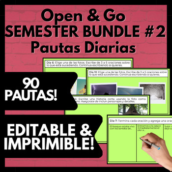 Preview of Daily Spanish Writing Practice Editable, Digital & Printable Semester #2