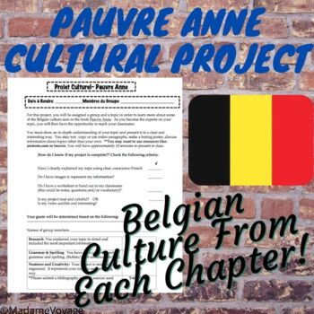 Preview of Pauvre Anne Project Culturel- Blaine Ray Novel Project