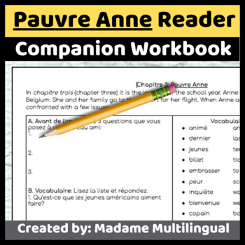 Preview of Pauvre Anne Reader Companion Workbook Chapters 1-9