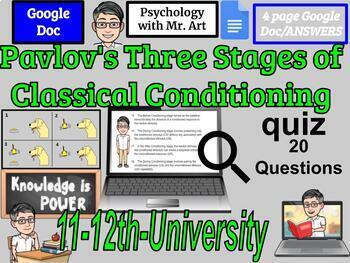 Preview of Pavlov's Three Stages of Classical Conditioning- 11th/12th/college 20 True/False
