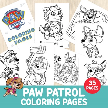 Preview of Paw Patrol Coloring Pages Bundle, Birthday Party, Fine Motor Skills Activity