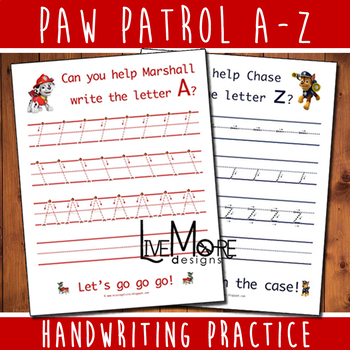 Paw Patrol Complete Alphabet Handwriting Practice Worksheet Set | TpT