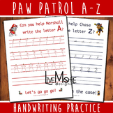 Pup Patrol Complete Alphabet Handwriting Practice Worksheet Set