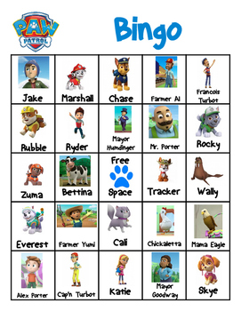 paw patrol inspired bingo matching game pdf by get ready