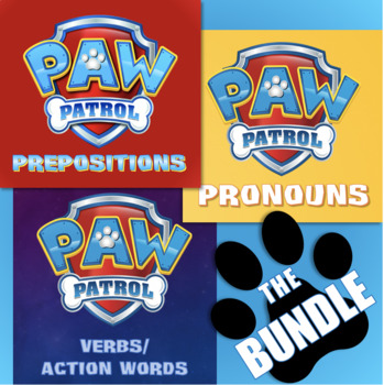Preview of Paw Patrol Language BUNDLE: Pronouns, Prepositions, Action Words/Verbs